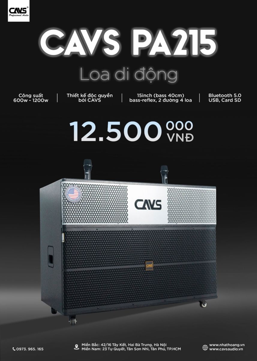 Loa kéo CAVS PA215 2 Bass 40-2024
