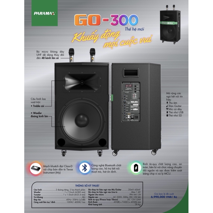 LOA DI ĐỘNG PARAMAX  GO 300 NEW 